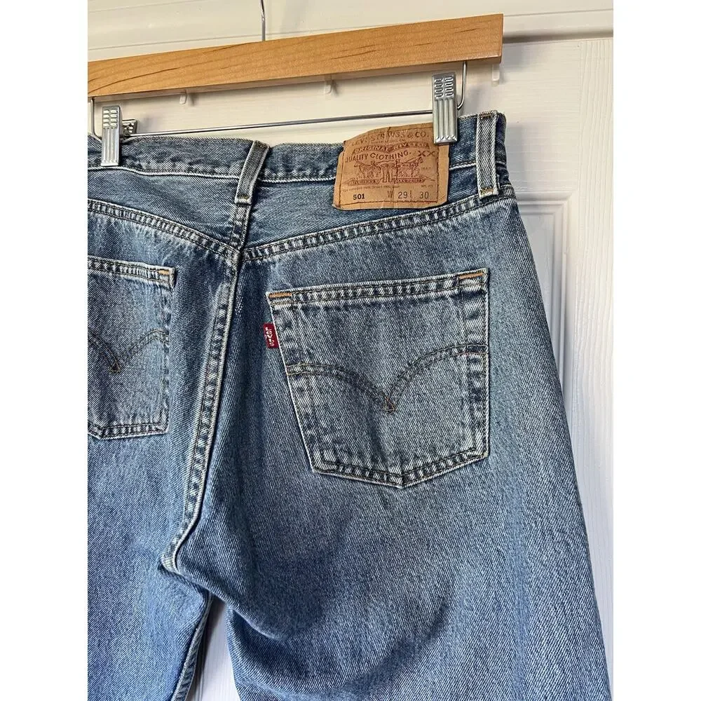 Vintage Levi Strauss 501 XX Jeans 1993 29x30 Rigid Blue Button Fly Denim Cotton